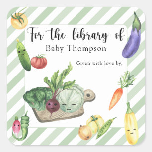 Eingetragenes Babyshower-Exlibris - für die Biblio Quadratischer Aufkleber