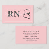 Eingetragenes Nurse RN Blush Pink Stethoscope Visitenkarte (Vorne/Hinten)