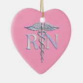 Eingetragenes Nurse Silver Caduceus Light Pink Dec Keramik Ornament (Rechts)