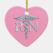 Eingetragenes Nurse Silver Caduceus Light Pink Dec Keramik Ornament (Vorne)