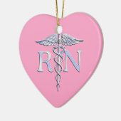 Eingetragenes Nurse Silver Caduceus Light Pink Dec Keramik Ornament (Links)