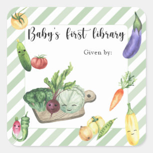 Eingewachsene Babyparty-Buchplakette - Baby's erst Quadratischer Aufkleber