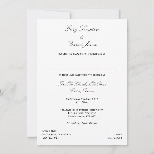 Eingewachsene Rings Silver BLK Zivile Partnerschaf Einladung (Rückseite)