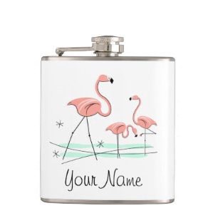Eingewickelte Flasche des Flamingo-Trios 2 Name Flachmann