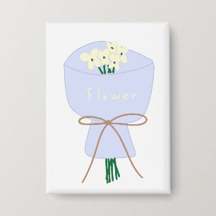 Eingewickelter Creme-Blumenstrauß-Geschenk Button