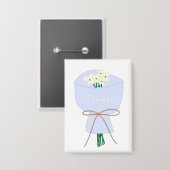 Eingewickelter Creme-Blumenstrauß-Geschenk Button (Vorderseite/Rückseite)