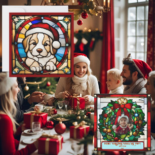 Eingewickelter Weihnachtshund Faux-Buntglas