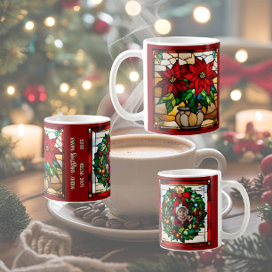 Eingewickelter Weihnachtswelpe Falsches Buntglas Kaffeetasse