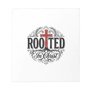 Eingewurzelt in Christus Vintage christliches Kreu Notizblock