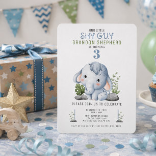 Eingladung zum Geburtstag vom schüchternen Elefant Einladung