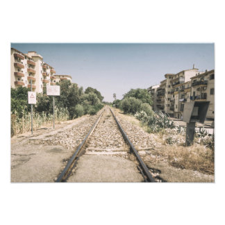 Eingleisige Eisenbahnstrecke in Süditalien Fotodruck