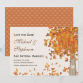 Eingravierte Anfangsbuchstaben Baum Herbst Hochzei Save The Date (Vorne/Hinten)