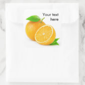 einhalb orange quadratischer aufkleber (Tasche)