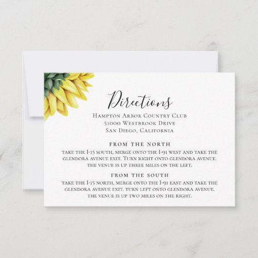 Einhängekarte für rustikale Sonnenblumenrichtung Einladung (Vorderseite)