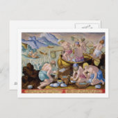 Einheimische, die für Riesenmuscheln an der Indus, Postkarte (Vorne/Hinten)