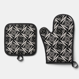 Einheimische Heilige Winde in Grau Ofenhandschuh & Topflappen-Set