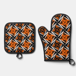 Einheimische Heilige Winde in Orange Ofenhandschuh & Topflappen-Set