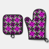 Einheimische Heilige Winde in Rosa Ofenhandschuh & Topflappen-Set (Vorderseite)