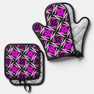 Einheimische Heilige Winde in Rosa Ofenhandschuh & Topflappen-Set