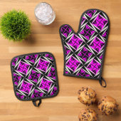 Einheimische Heilige Winde in Rosa Ofenhandschuh & Topflappen-Set (Oben Unten)