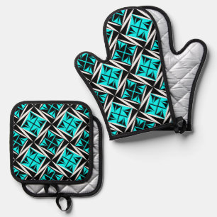 Einheimische Heilige Winde in Türkis Ofenhandschuh & Topflappen-Set