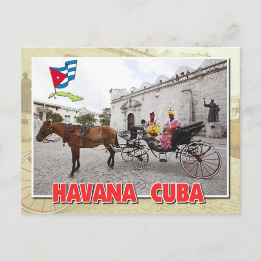 Einheimische in Kutschgewächse, Havanna, Kuba Postkarte (Vorderseite)