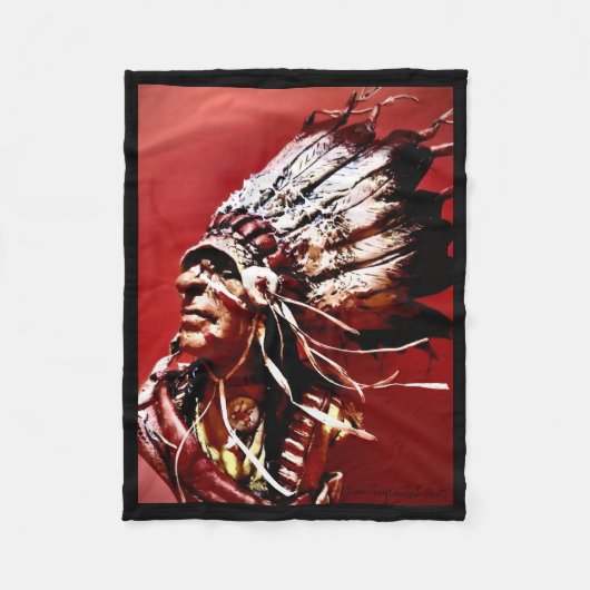 Einheimische "Nez Perce Häuptling" Originalkunst Fleecedecke (Vorderseite)