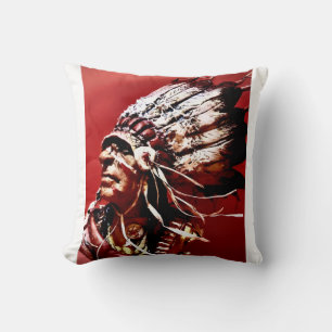 Einheimische "Nez Perce Häuptling" Originalkunst  Kissen