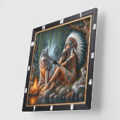 Einheimische Strahlung: Wald Glade Morning Song Quadratische Wanduhr (Winkel)