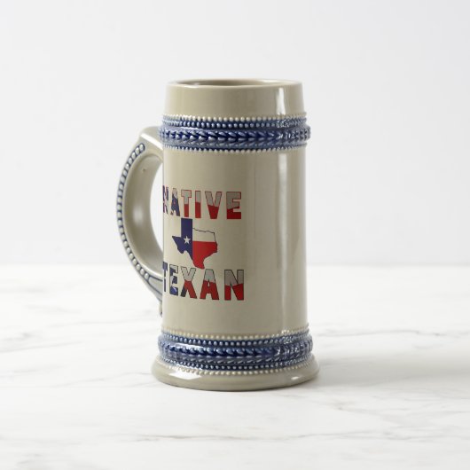 Einheimische Texas-Flaggenkarte Bierglas (Vorderseite Links)