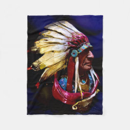 Einheimischer " Hunkpapa-Häuptling " Originalkunst Fleecedecke