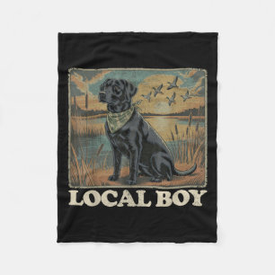 Einheimischer Junge Black Lab Jagdhund Marsch Szen Fleecedecke