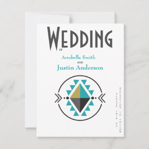 Einheimisches Azteken-Symbol Weiße Hochzeit Einladung