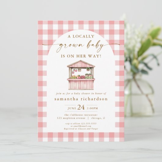 Einheimisches erwachsenes Baby auf dem Weg Babydus Einladung (Stehend Vorderseite)