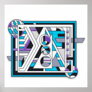 Einheit 124 - Geometrisches Design für Retro-Futur Poster