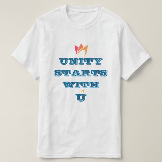EINHEIT BEGINNT MIT U (orange bis rosa Feuer) Bran T-Shirt (Design vorne)