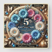 Einheit blüht auf: Jubiläumsfeier im Stil Quadratische Wanduhr (Vorderseite)