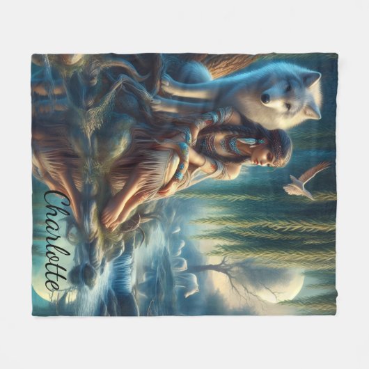 Einheit eines indischen Volkes und ihres Wolfs Fleecedecke (Vorderseite (Horizontal))