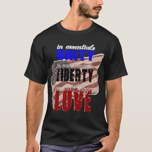 Einheit, Freiheit, Liebe - Inspirational Zitat T-Shirt (Vorderseite)