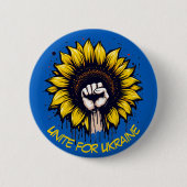 Einheit für Ukraine Sonnenblumen und Power Fist Bu Button (Vorderseite)