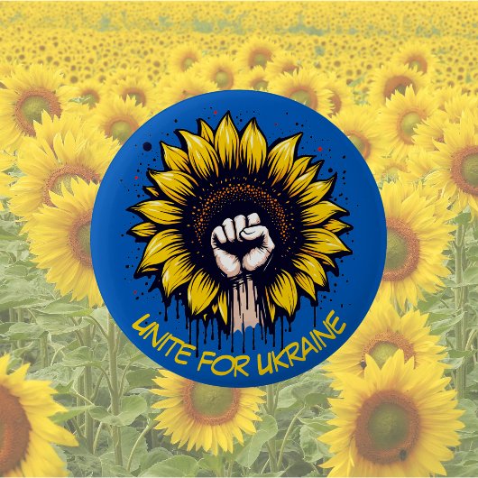 Einheit für Ukraine Sonnenblumen und Power Fist Bu Button