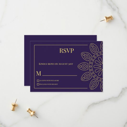 Einheit in Blüte Lila Antwortkarte Save The Date (Vorderseite/Rückseite Beispiel)