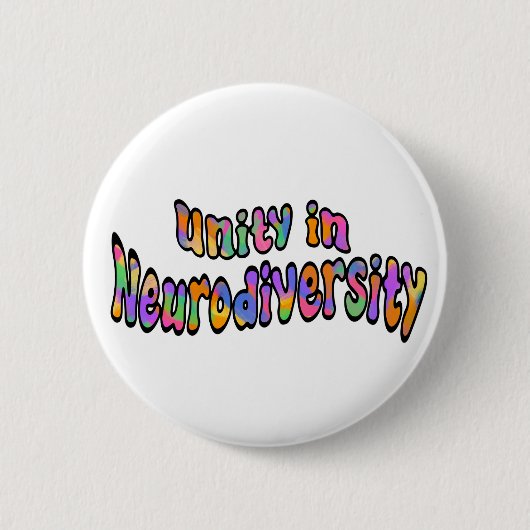 Einheit in der Neuroversity Rainbow-Typografie Button (Vorderseite)