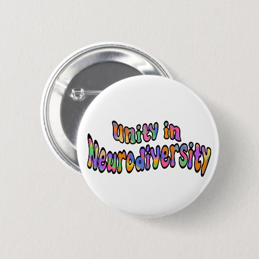 Einheit in der Neuroversity Rainbow-Typografie Button (Vorne & Hinten)