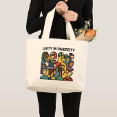 Einheit in Diversity - Geometrisches Rainbow Tote Jumbo Stoffbeutel (Vorderseite (Produkt))