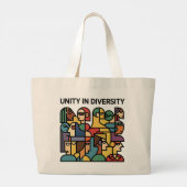 Einheit in Diversity - Geometrisches Rainbow Tote Jumbo Stoffbeutel (Rückseite)