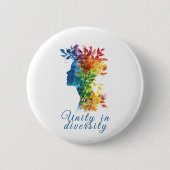 Einheit in Diversity I Rainbow: farbige Illustrati Button (Vorderseite)