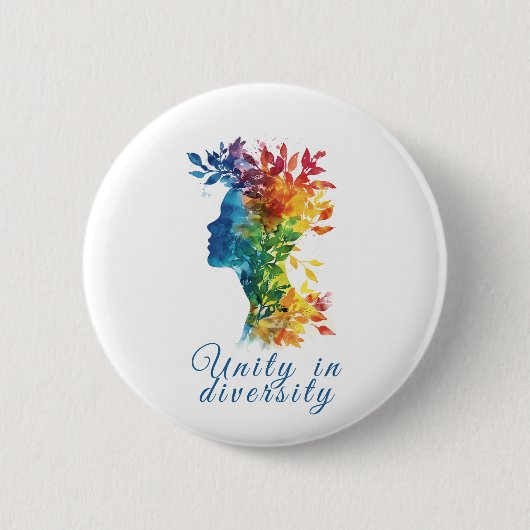 Einheit in Diversity I Rainbow: farbige Illustrati Button (Vorderseite)