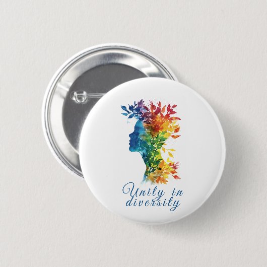 Einheit in Diversity I Rainbow: farbige Illustrati Button (Vorne & Hinten)