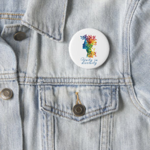 Einheit in Diversity I Rainbow: farbige Illustrati Button
